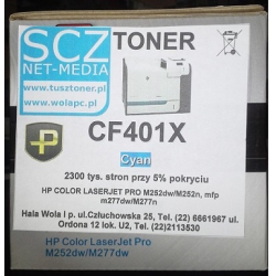 Toner niebieski PREMIUM do HP  CF401X  201X Cyan  zamiennik Color LaserJet Pro M252N, M252DW, M277N, M277DW [2,3k]